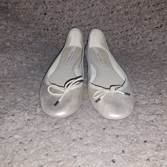 MASSIMO DUTTI-Gold Metallic Brushed Leather Ballet Flats-Sz 38-Excellent - Picture 3 of 8